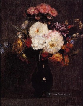  roses Oil Painting - Dahlias Queens Daisies Roses and Cornflowers flower painter Henri Fantin Latour